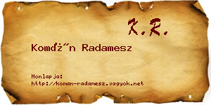 Komán Radamesz névjegykártya